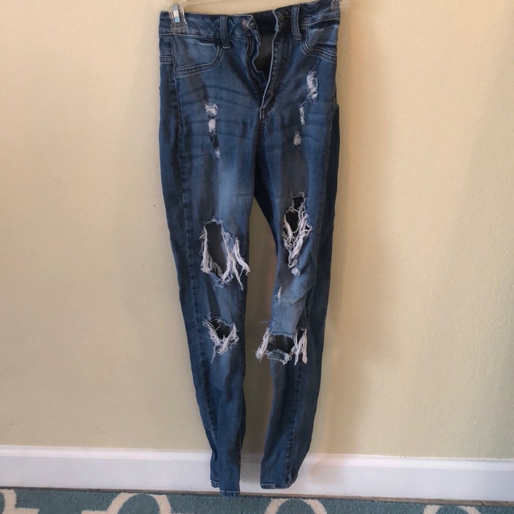 Fashion nova destroyed high wasted jeans